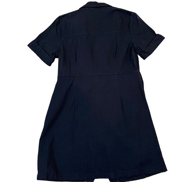 FINAL TOUCH BOHME black dress button front ruching size large 100%  cotton - Picture 2 of 9